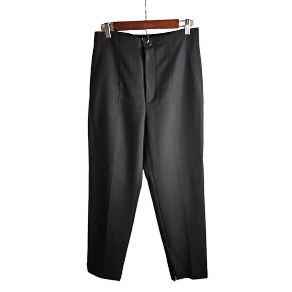 Zara Women's Size 8 Black Flat Front No Belt Loop Straight Vent Hem Pants - Picture 1 of 11
